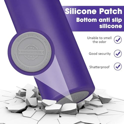 Insulated Water Bottle 24oz, Stainless Steel Double Wall Vacuum Sports Flask with 2-in-1 Straw & Chug Lid, BPA-Free, Leak Proof, Keeps Cold 24H for Travel Gym School - color: Purple 750