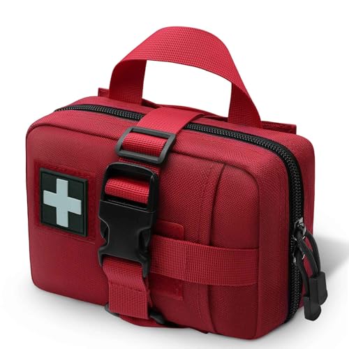 Upgrade Molle Rip Away Ifak Pouch, Tactical Small Belt First Aid Pouch Medical Utility EMT Pouch Only - color: Red
