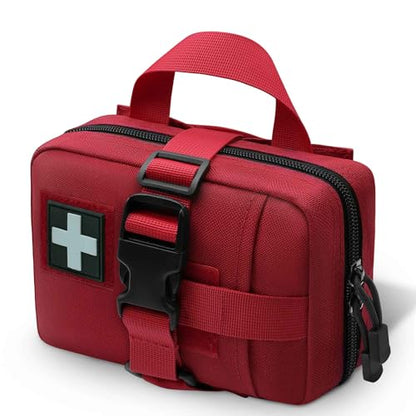 Upgrade Molle Rip Away Ifak Pouch, Tactical Small Belt First Aid Pouch Medical Utility EMT Pouch Only - color: Red
