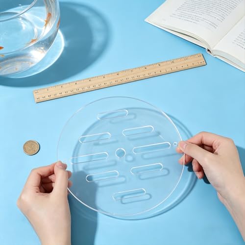 OLYCRAFT Acrylic Aquarium Anti-Jumping Lid Cover Clear Acrylic Plate Fishes Tank Cover with Hole 7.9 Inch Round Aquarium Protection Lid Aquariums Covers Lids to Prevent Fish for Turtles Shrimps Fish - size: 7.9 Inch