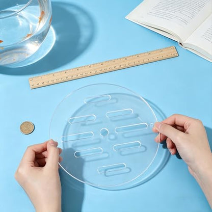 OLYCRAFT Acrylic Aquarium Anti-Jumping Lid Cover Clear Acrylic Plate Fishes Tank Cover with Hole 7.9 Inch Round Aquarium Protection Lid Aquariums Covers Lids to Prevent Fish for Turtles Shrimps Fish - size: 7.9 Inch