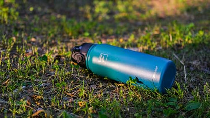 Fanhaw 20 oz Insulated Stainless Steel Water Bottle with Anti-Dust Chug Lid & Carabiner Lid, Leakproof Vacuum Metal Bottle for Kids, Teens & Adults, Back to School Essentials (Green Pink) - color: Green Pink, style: 20 Ounces - 2 Lids
