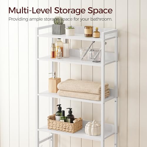 MAHANCRIS Over The Toilet Storage Rack and Fish Tank Stand Bundle, 4 Tier Bathroom Organizer Over Toilet, 10-20 Gallon Wooden Aquarium Stand with 3-Tier Storage Shelves, TSBW0401-TWT7601