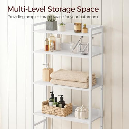 MAHANCRIS Over The Toilet Storage Rack and Fish Tank Stand Bundle, 4 Tier Bathroom Organizer Over Toilet, 10-20 Gallon Wooden Aquarium Stand with 3-Tier Storage Shelves, TSBW0401-TWT7601