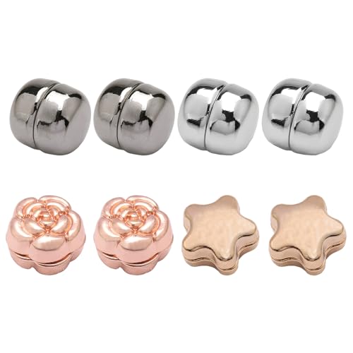 Magnetic Hijab Pins,Pinless No-Snag Hijab & Scarf Magnets, Round Flower Star Designs, Gold Silver Rose Gold Gunmetal, Secure Fabric-Friendly Closures