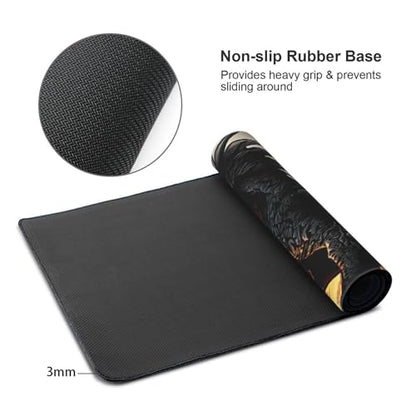 XXL Gaming Mouse Pad 35.4x15.7 Inch, Large Extended Desk Mat | Mousepad with Dragon Design, Non-Slip Rubber Base, Water-Resistant Surface and Stitched Edges for Gaming, Office & Home - color: Dragon