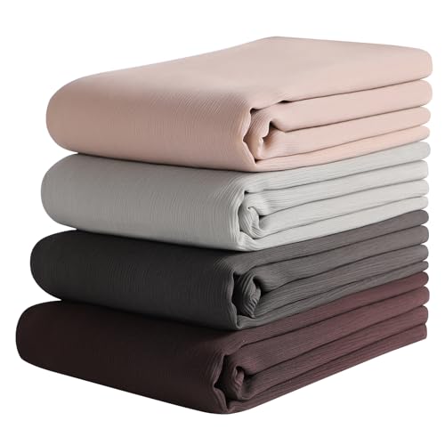 Febfim 4PCS Premium Muslim Women Plain Chiffon Crinkle Hijab Wrap Shawl - color: Mixcolor Zj