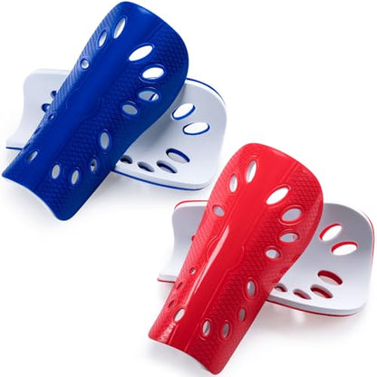 ANCIRS 2 Pair Soccer Shin Guards for Youth, Breathable Shin Guard Sleeves for Football Games, Protective EVA Cushion for Youth Men & Women - color: Blue & Red