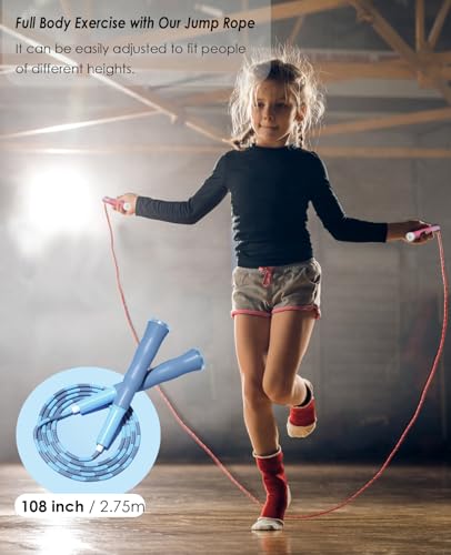 2 Pack Beaded Jump Rope, Upgraded Segmented Jumping Rope for Workout, Adjustable Skipping Rope Speed Rope for Men & Women, Tangle-Free Jump Rope with Soft Non-slip Handles