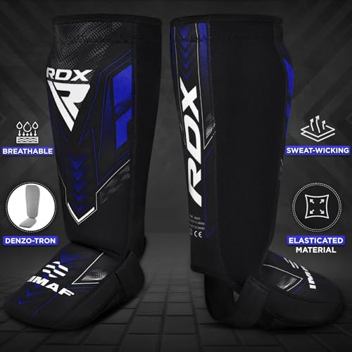 RDX IMMAF Approved Shin Guards, Competition Level Neoprene Shin Pads for Sparring and Grappling, MMA Kickboxing, Professional Shin Insteps Protection, Men Women - color: Blue, size: X-Large