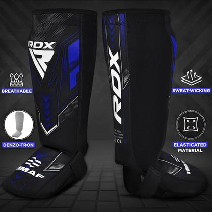 RDX IMMAF Approved Shin Guards, Competition Level Neoprene Shin Pads for Sparring and Grappling, MMA Kickboxing, Professional Shin Insteps Protection, Men Women - color: Blue, size: Small