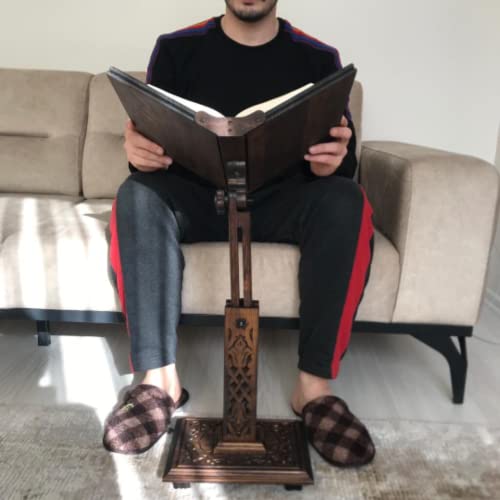 Adjustable Carved Wooden Book Stand | Quran, Bible, Torah Holder Lectern | Dictionary, Cookbook Stand