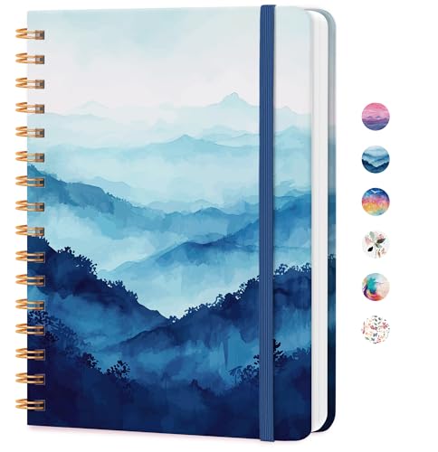 CICPAP Lined Spiral Journal Notebook, A5 College Ruled Notebook for Journaling, Note-Taking, and Daily Planning, Durable Hardcover with an Elegant Design, Mountain - color: H.Mountain