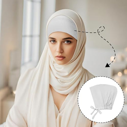 5Pcs Islamic Muslim Under Hijab Cap Inner UnderScarf for women Inner Under Scarf Hat Hijab Cap with Tie Back Closure - color: Black\blue\cafe\dark Grey\light Grey