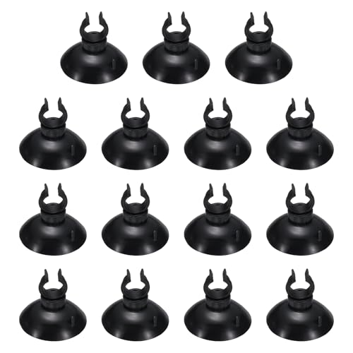 Aquarium Suction Cups, Fish Tank Suction Cups Clips Airline Tube Holders Clamps (Plastic, 15Pcs, Black) for 0.4" Fish Tank Airline Tubing Binding Moss Shrimp Nest, 10x30MM - color: Black, size: 10x30MM