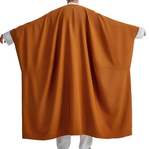 Men's Ramadan Eid Thobes Muslim Dubai Ethnic Robe Thobe Caftan Long Sleeves Saudi Arab Bisht Cardigan Kaftan Clothes - color: Camel, size: Large
