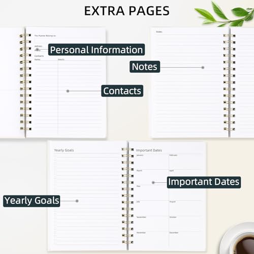 LONLAT Undated Weekly and Monthly Planner Spiral Bound- Weekly Goals Notebook, To Do List, Habit Tracker Journal, Academic, Aesthetic, Stylish School or Office Supplies (6.1" x 8.4" - Cream) - color: Cream