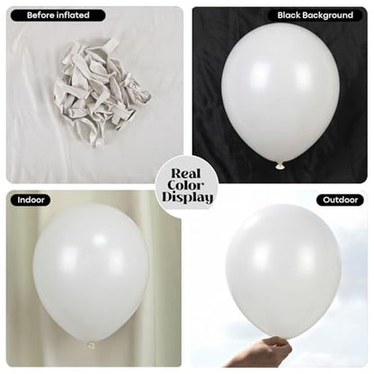 White Gold Balloon Bundle Kit, 110 Pcs 12 Inch White Beige Sand Metallic Gold Latex Balloons for Wedding Baby Shower Bridal Engagement Birthday Party Decorations