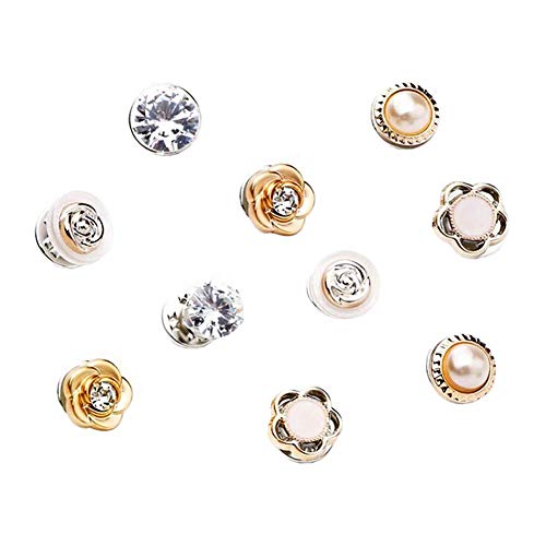 Joyci 10-Pack Women Shirt Brooch Buckle Lapel Pins Neckline Safety - color: Assorted 5 Pair