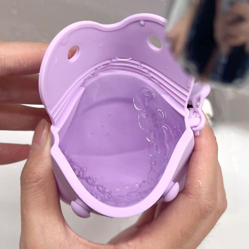 1PC Silicone Retainer Case with Lanyard, Cute Vent Holes Denture Box, Mouth Guard Case Travel Holder for Girls, Women, Men (Pink with Lanyard) - color: Purple with Lanyard