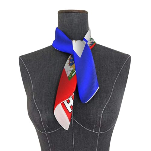 Women's Silk Scarf Square Satin Head Scarves Fashion Neck Scarf Hair Wraps Silk Bandana - color: Haiti Flag