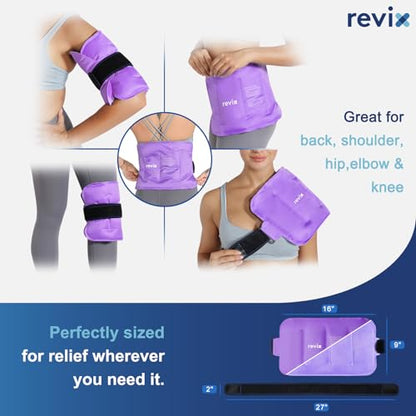 REVIX Ice Pack for Injuries Reusable Gel for Lower Back & Shoulder, Purple | 16x9in Full Coverage for Lower Back, Shoulder, Hip & Knee, Cold Compress Therapy, Hands-free Strap, Long-lasting Gel - style: Purple-Pack 1