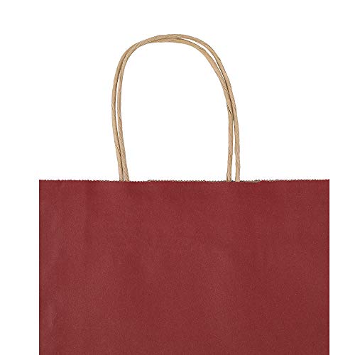 bagmad 100 Pack 8x4.75x10 Inch Medium Red Gift Paper Bags with Handles Bulk, Kraft Bags, Craft Grocery Shopping Retail Party Favors Wedding Business Sacks (Red, 100pcs) - color: Red