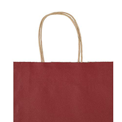 bagmad 100 Pack 8x4.75x10 Inch Medium Red Gift Paper Bags with Handles Bulk, Kraft Bags, Craft Grocery Shopping Retail Party Favors Wedding Business Sacks (Red, 100pcs) - color: Red