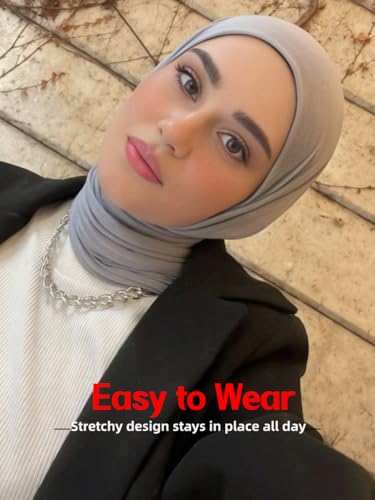 Hijab Scarf for Women Soft Muslim Hijabs Head Wrap Scarves Fashion Long Hair Shawls Stretchy Muslin Headscarf - color: Light Gray Hijab Scarf for Women