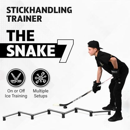 The Snake Stickhandling Trainer – Adjustable Hockey Training Aid for Puck Control, Quick Hands, Reaction Time & Coordination – Snake 5, Snake 7 & Elevated Styles - style: Snake 7