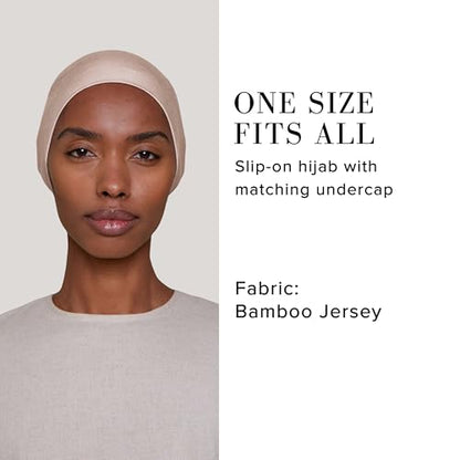 Slip-on Instant Premium Jersey Hijab with Undercap - Buttery Soft, Lightweight Hijab with Innovative Tie-Back Design - color: Vanilla
