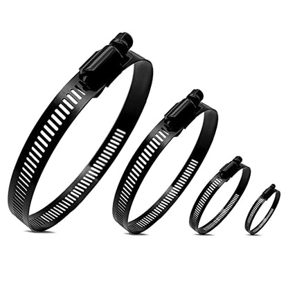 BOTTEN 16pcs 4 Sizes Hose Clamp,9/16-4 Inch(14-102mm) Hose Clamps Stainless Steel Adjustable Worm Gear Black Hose Clamp Assortment Kit,radiator hose clamps, fuel line clamps - size: 16Pcs Kit Black