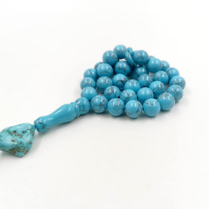 ALBASHAN Tasbih Natural Turquoise Muslim prayer bead men Eid Gift Islamic Misbaha Rosary Beads Bracelet (8mm x 33 beads) - size: 8mm x 33 beads