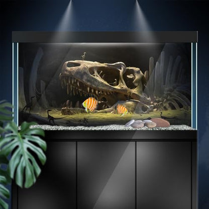 Aquarium Background Stickers - Dinosaur, Skull, Teeth - Fish Tank Reptile Terrarium Decor Poster (100 x 50 cm / (39.3 x 19.6 inches)) - size: 100 x 50 cm / (39.3 x 19.6 inches)