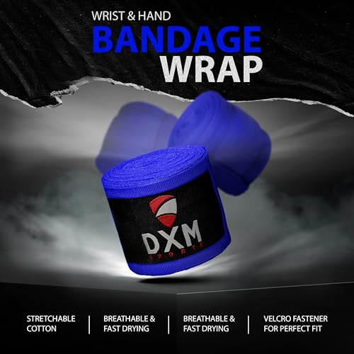 DXM SPORTS Boxing Hand Wraps Inner Gloves - 180 Inch Elasticated Thumb Loop Bandages - Kickboxing MMA Muay Thai Kickboxing Martial Arts Punching Training for Men Women - color: Blue