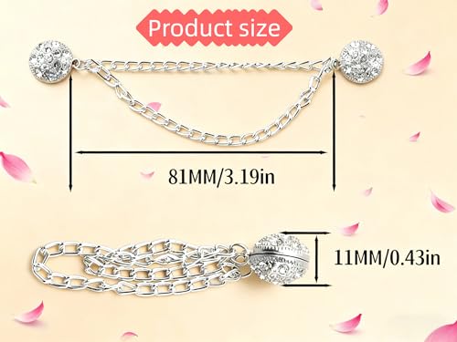 9 Pcs Magnetic Clips with Chain Hijab with Rhinestone Embellishments
