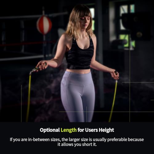 HEREROPE 1/4LB Weighted Jump Rope for Speed, Cardio, Boxing & Workout, Skipping Rope with Ball-bearing, Comfortable & Ergonomic Grip, Tangle Free Cable, Jump Ropes for Men Women Fitness - size: ‎M - 8'4 (User Height 5'4.5" - 5'7")