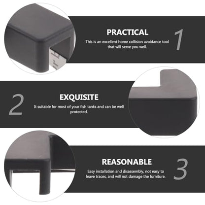 6pcs Black Silicone Fish Tank Corner Guards Anti-Collision Protection Bumpers for Aquarium Edges Safety Bumpers for Pets and Home Use