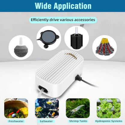 Quiet Aquarium Air Pump 4.5W Fish Tank Oxygen Aerator Pump with Air Stone Airline Tubing Check Valve Aquarium Bubbler for 20-70 Gallon Fish Tanks - size: 4.5W