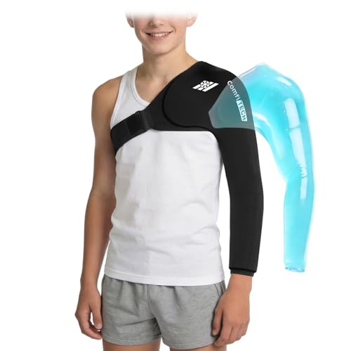 ComfiTECH Reusable Shoulder Arm Ice Pack Wrap for Pitcher & Recovery, S | Flexible Gel Ice Pack for Shoulder & Elbow & Arm Cooling, Adjustable Arm Cold Sleeve for Throwing Athletes & Muscle Comfort - size: Small, style: Black