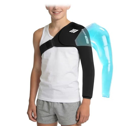 ComfiTECH Reusable Shoulder Arm Ice Pack Wrap for Pitcher & Recovery, S | Flexible Gel Ice Pack for Shoulder & Elbow & Arm Cooling, Adjustable Arm Cold Sleeve for Throwing Athletes & Muscle Comfort - size: Small, style: Black