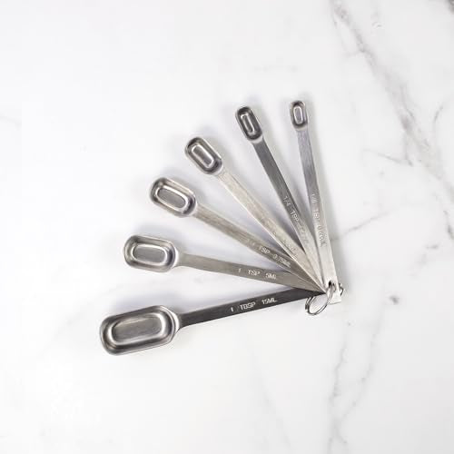 Mrs. Anderson’s Baking Spice Jar Measuring Spoons, Heavyweight 18/8 Stainless Steel, Set of 6 Narrow Measuring Spoons - style: Spice Spoons, 6-Piece Set
