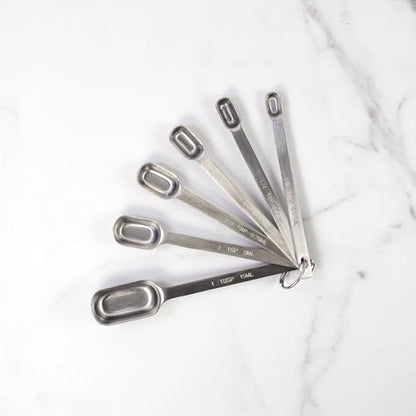 Mrs. Anderson’s Baking Spice Jar Measuring Spoons, Heavyweight 18/8 Stainless Steel, Set of 6 Narrow Measuring Spoons - style: Spice Spoons, 6-Piece Set