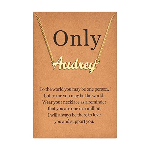 Lcherry Name Necklace Personalized for Women Gold Plated Nameplate Necklace Gifts for Girls - style: Audrey
