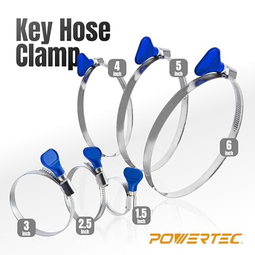 POWERTEC 70247-P3 1-1/2 Inch Key Hose Clamps, Adjustable Stainless Steel Thumb Screw Hose Clamps for Dust Collection, PVC Tubing, Pool Hose Clamp, Pipe Clamp, Worm Gear Clamp, 15 pack - size: 1-1/2 Inch, style: 15 PK