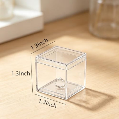Small Acrylic Boxes Clear Candy Box with Lids Plastic Square Cube 2 Pieces Small Acrylic Storage Containers for Pill and Tiny Jewelry - size: 1.3 x 1.3 x 1.3 Inch