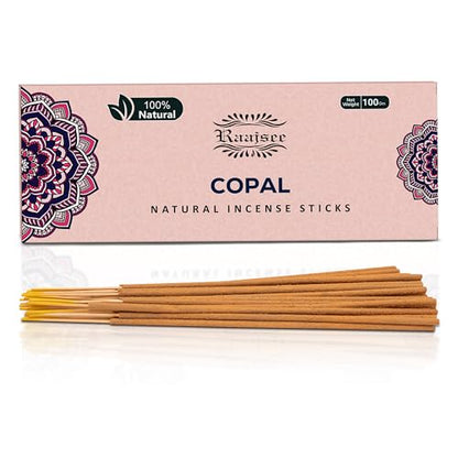 100% Natural Copal Incense Sticks 100 gm Pack, Charcoal Free –– Organic Non Toxic Insence Sticks, Made with Flowers - Meditation Gifts for Spiritual Cleansing - color: Copal