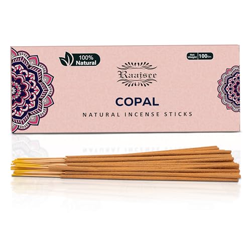 100% Natural Copal Incense Sticks 100 gm Pack, Charcoal Free –– Organic Non Toxic Insence Sticks, Made with Flowers - Meditation Gifts for Spiritual Cleansing - color: Copal
