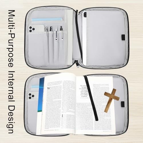 Bible Cover Case for Women Large Bible Cover for Girls Bible Study Supplies Accessories with Handle and Shoulder Strap | Durable - color: Dark Green