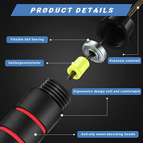 Junkin Jump Ropes for Fitness with Ball Bearings Speed Jumping Adjustable Skipping Rope with Foam Handles Exercise Stuffer for Men Women Cardio Training Slim Body - color: Red, Green, Black, Blue